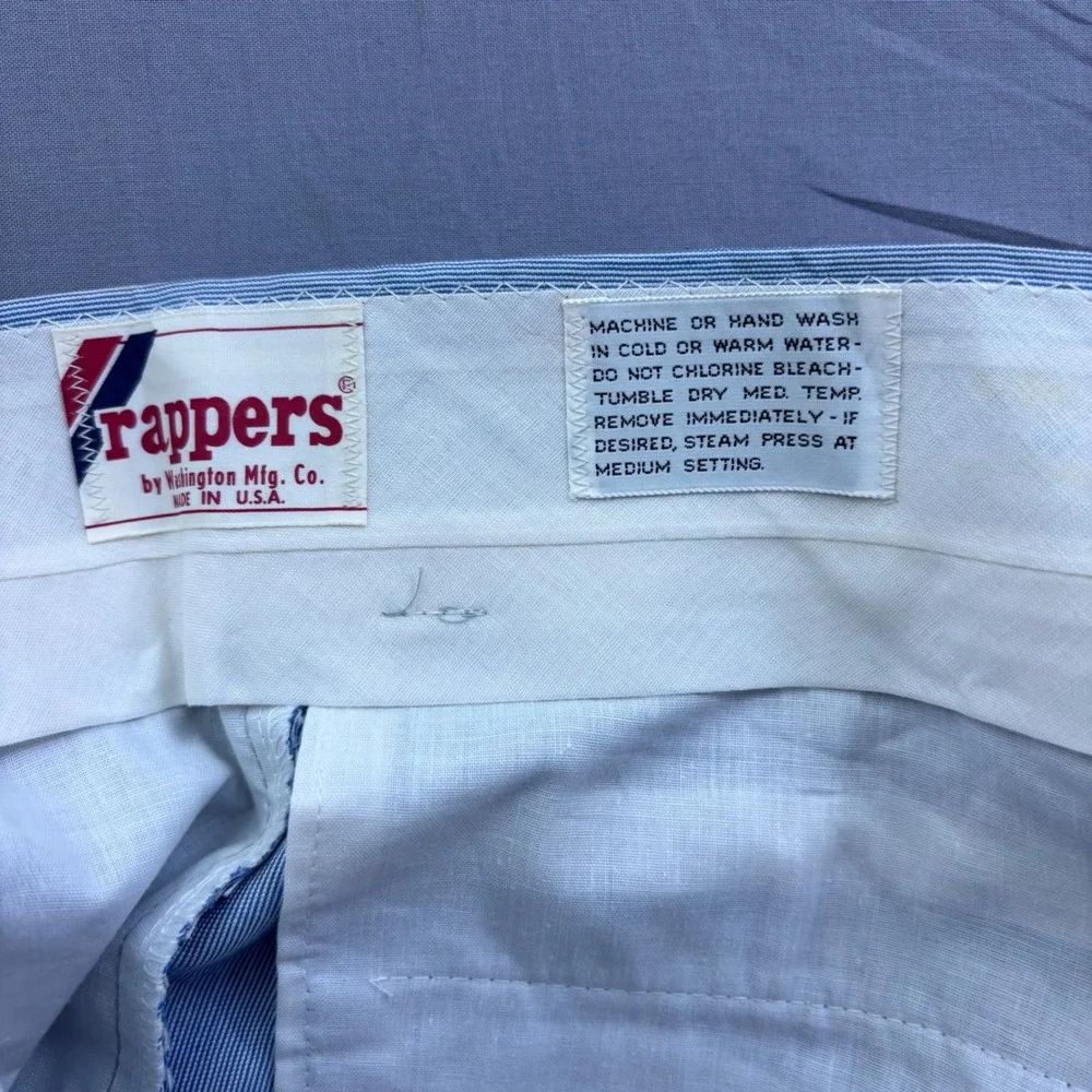 Vintage Rappers by Washington Mfg Co Blue White Striped Flare Leg Pant USA 34x32